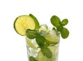 Close up one big glass of mojito isolated on white Royalty Free Stock Photo