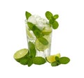 Close up one big glass of mojito isolated on white Royalty Free Stock Photo