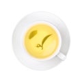 White cup of green oolong tea on saucer isolated Royalty Free Stock Photo