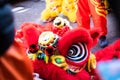 Close-up of one of the handmade dragon heads, preparing the beginning of the parade in the neighborhood of Usera, Madrid. Spain