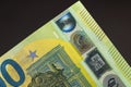 Close-up of the one hundred euro banknote of the European Union Royalty Free Stock Photo