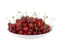 Fresh ripe bing cherries in bowl, isolated