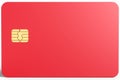 Close-up of one red credit card on a white background