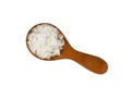 Wooden spoon of white Cyprian pyramid sea salt