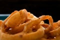 Close up on Onion Rings with Black Background