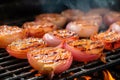 a close-up of onion slices on a hot grill with visible smoke