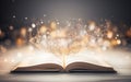 Close-Up of an Open Book on a Table with a Soft Light Background Royalty Free Stock Photo