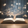 Close-Up of an Open Book on a Table with a Soft Light Background Royalty Free Stock Photo