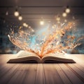 Close-Up of an Open Book on a Table with a Soft Light Background Royalty Free Stock Photo