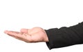 Businessman`s hand palm up isolated with clipping path. Royalty Free Stock Photo