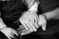 Close up open hands of man and woman and kid with palm up . Family together helping  harmony  and caring concept Royalty Free Stock Photo