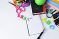 Close up. open Notepad and pen on white background .photo with copy space Royalty Free Stock Photo