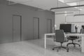 Close up of open space office with doors Royalty Free Stock Photo