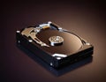 Close-Up of an Opened Computer Hard Disk Drive Showcasing Internal Components Royalty Free Stock Photo