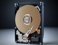 Close-Up of an Opened Computer Hard Disk Drive Showcasing Internal Components Royalty Free Stock Photo