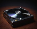 Close-Up of an Opened Computer Hard Disk Drive Showcasing Internal Components Royalty Free Stock Photo