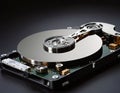Close-Up of an Opened Computer Hard Disk Drive Showcasing Internal Components Royalty Free Stock Photo