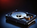 Close-Up of an Opened Computer Hard Disk Drive Showcasing Internal Components Royalty Free Stock Photo