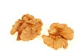 Walnut kernels close-up on white background