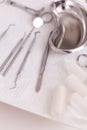 Close up of oral dental instruments ready for dentistry teeth surgery Royalty Free Stock Photo