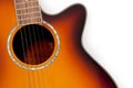 Close up of an orange acoustic guitar Royalty Free Stock Photo