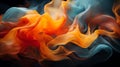 a close up of orange and blue smoke on a black background Royalty Free Stock Photo