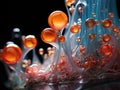 a close up of orange bubbles