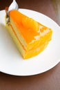 Close up orange cake. Royalty Free Stock Photo