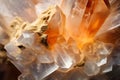 Close up of orange Calcite carbonate mineral crystal