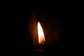 Close-up orange Candle flame on black background. Royalty Free Stock Photo