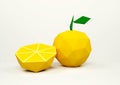 Orange fruit low poly isolated on background, 3D illustration
