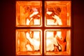 Close-up of orange glass block. Royalty Free Stock Photo
