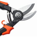 Close up of Orange Handled Pruning Shears Against White Background Royalty Free Stock Photo
