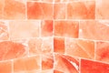 Close-up of orange salty wall inside sauna room