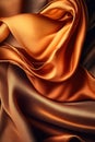 Close up of orange silk shiny and crumpled fabric textures, created using generative ai technology