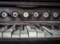 Close up of organ keys in an abandoned church Royalty Free Stock Photo