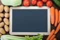 Blank Slate With Fresh Vegetables Royalty Free Stock Photo
