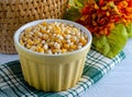 Close up of Organic Popcorn Kernels In Bowl Royalty Free Stock Photo