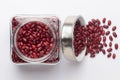Close up of Organic Rajma,  Laal Lobia  or red kidney beans dal in jar with Lid. Royalty Free Stock Photo