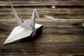 Close up of origami paper bird. DYN concept