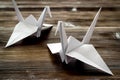 Close up of origami paper birds. DYN concept
