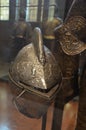 Close-up of original armor in the Army Museum of the Palace Les Invalides in Paris