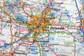 Close-Up of Orlando city on a map of Florida, USA. Royalty Free Stock Photo