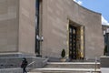 Close up ornate decorated Entrance and door of Brooklyn Public Library New York City USA