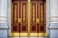 close-up of ornate doors of a state capitol