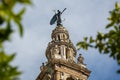 Close up the ornate Giralda Bell Tower of the Cathedral in Seville, Spain