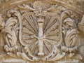 Close up of ornate, shield on historical building, Syracuse, Sicily