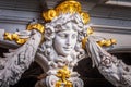 Close-up of ornate statue in Pont Alexandre III, Paris, france Royalty Free Stock Photo