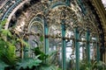 close-up of ornate victorian greenhouse window design Royalty Free Stock Photo