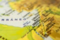 Close-up of the orographic map of Israel and the Middle East, with references in Spanish. Concept cartography, Travel, tourism, Royalty Free Stock Photo